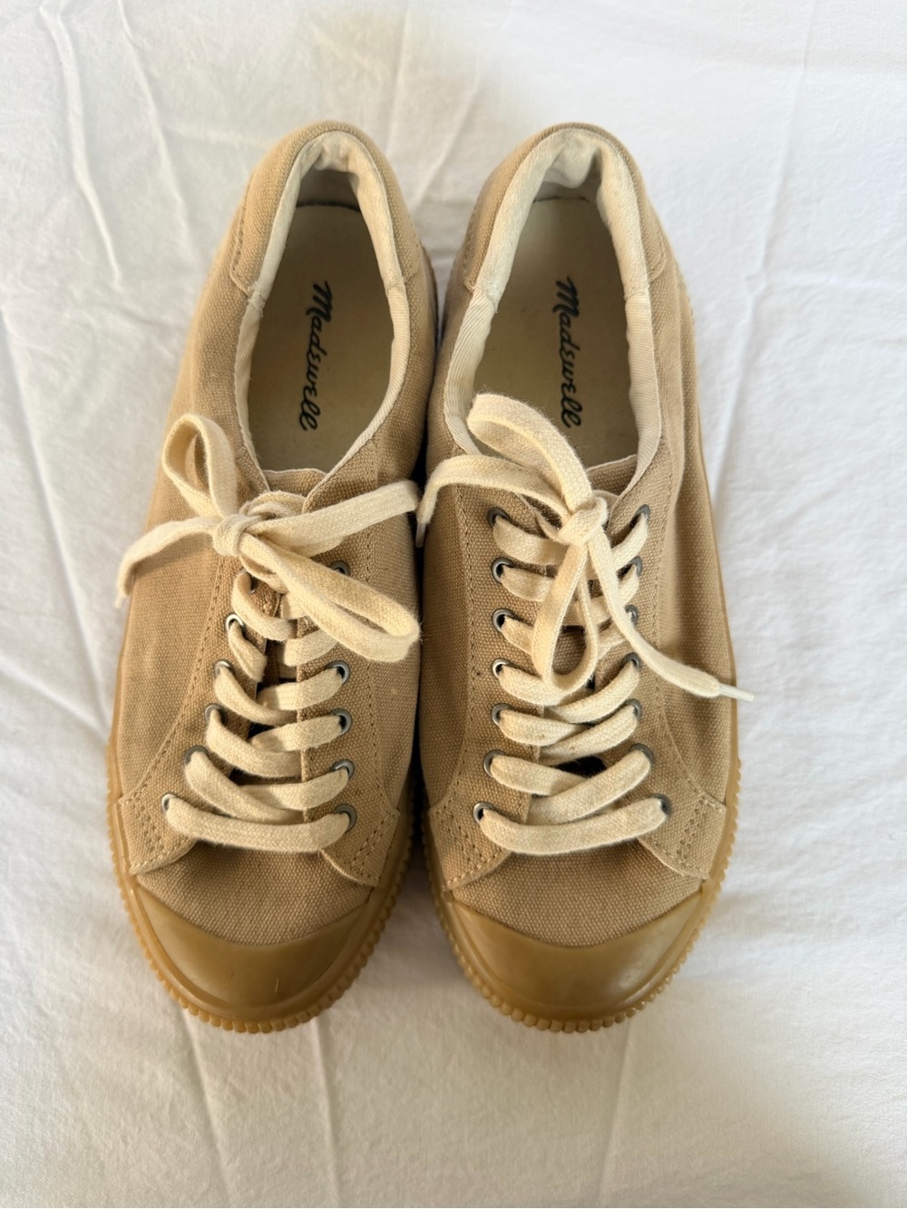 Madewell Sidewalk Canvas Sneakers 7.5 Gum Sole Retro Neutral Coastal Dad Shoe